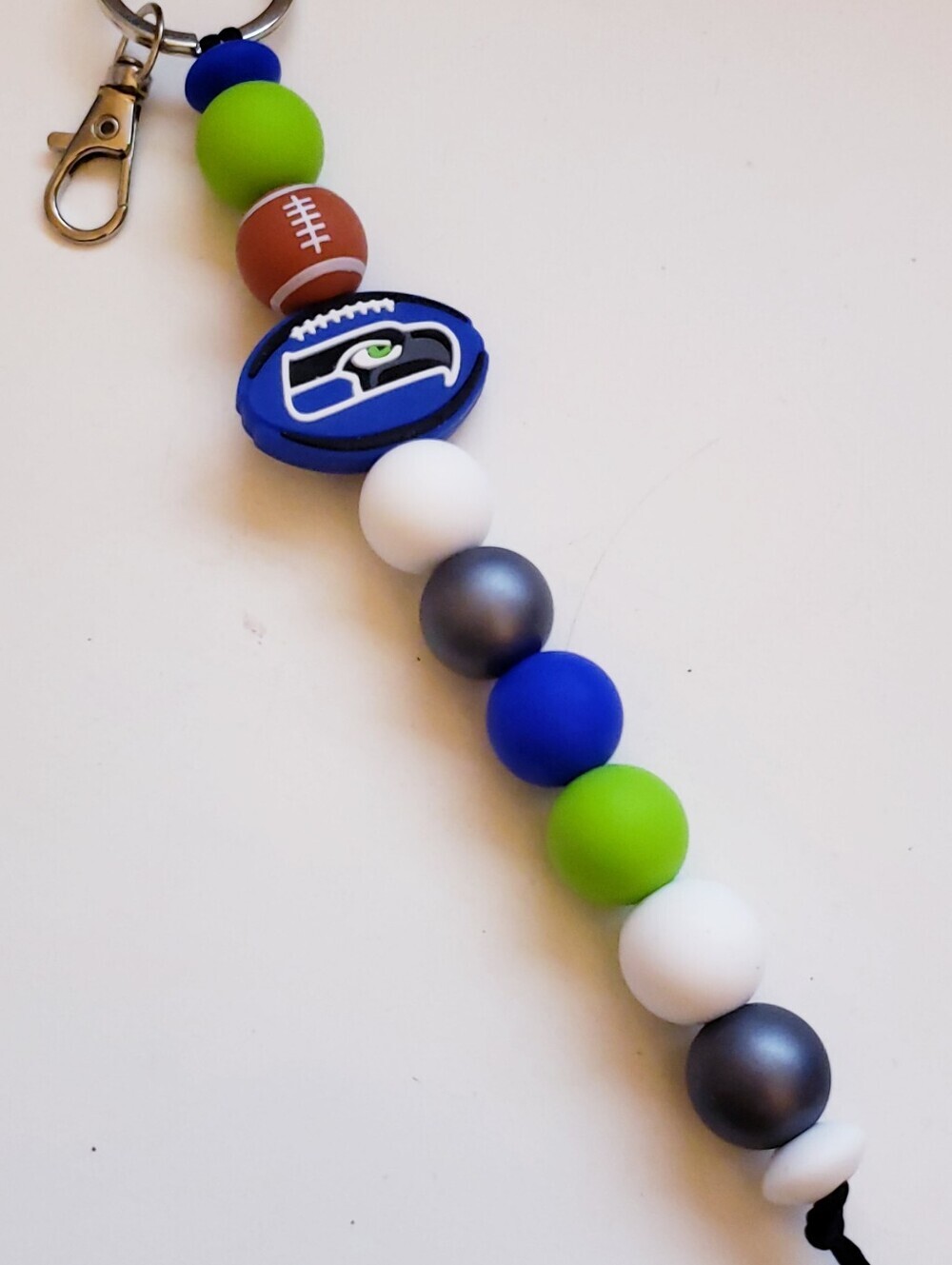 Handmade Silicone Focal Beaded Seattle Seahawks Keychain